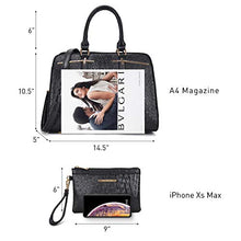 Load image into Gallery viewer, Dasein Women Satchel Handbags Shoulder Purses Totes Top Handle Work Bags with 3 Compartments (4-Ostrich Black)