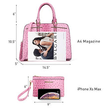 Load image into Gallery viewer, Dasein Women Satchel Handbags Shoulder Purses Totes Top Handle Work Bags with 3 Compartments (4-Ostrich Pink)