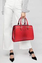 Load image into Gallery viewer, Dasein Women Satchel Handbags Shoulder Purses Totes Top Handle Work Bags with 3 Compartments (4-Ostrich Red)