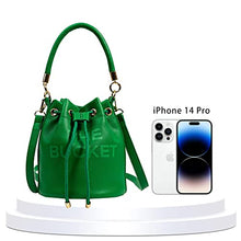 Load image into Gallery viewer, Bucket Bags for Women, Mini Bucket Bag Purses Soft Leather Crossbody Bucket Bags Drawstring Handbags Boho Bag (Green)