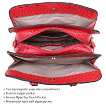 Load image into Gallery viewer, Dasein Women Satchel Handbags Shoulder Purses Totes Top Handle Work Bags with 3 Compartments (4-Ostrich Red)