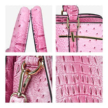 Load image into Gallery viewer, Dasein Women Satchel Handbags Shoulder Purses Totes Top Handle Work Bags with 3 Compartments (4-Ostrich Pink)