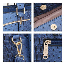 Load image into Gallery viewer, Dasein Women Satchel Handbags Shoulder Purses Totes Top Handle Work Bags with 3 Compartments (4-Ostrich Dark Blue)