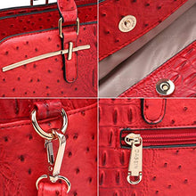 Load image into Gallery viewer, Dasein Women Satchel Handbags Shoulder Purses Totes Top Handle Work Bags with 3 Compartments (4-Ostrich Red)