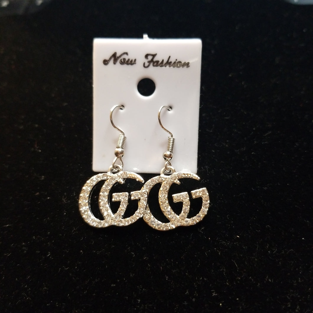 541 GG Silver Rhinestone Earrings