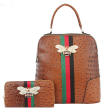 Load image into Gallery viewer, 271 Queen Bee Stripe Ostrich Croc 2pc Backpack
