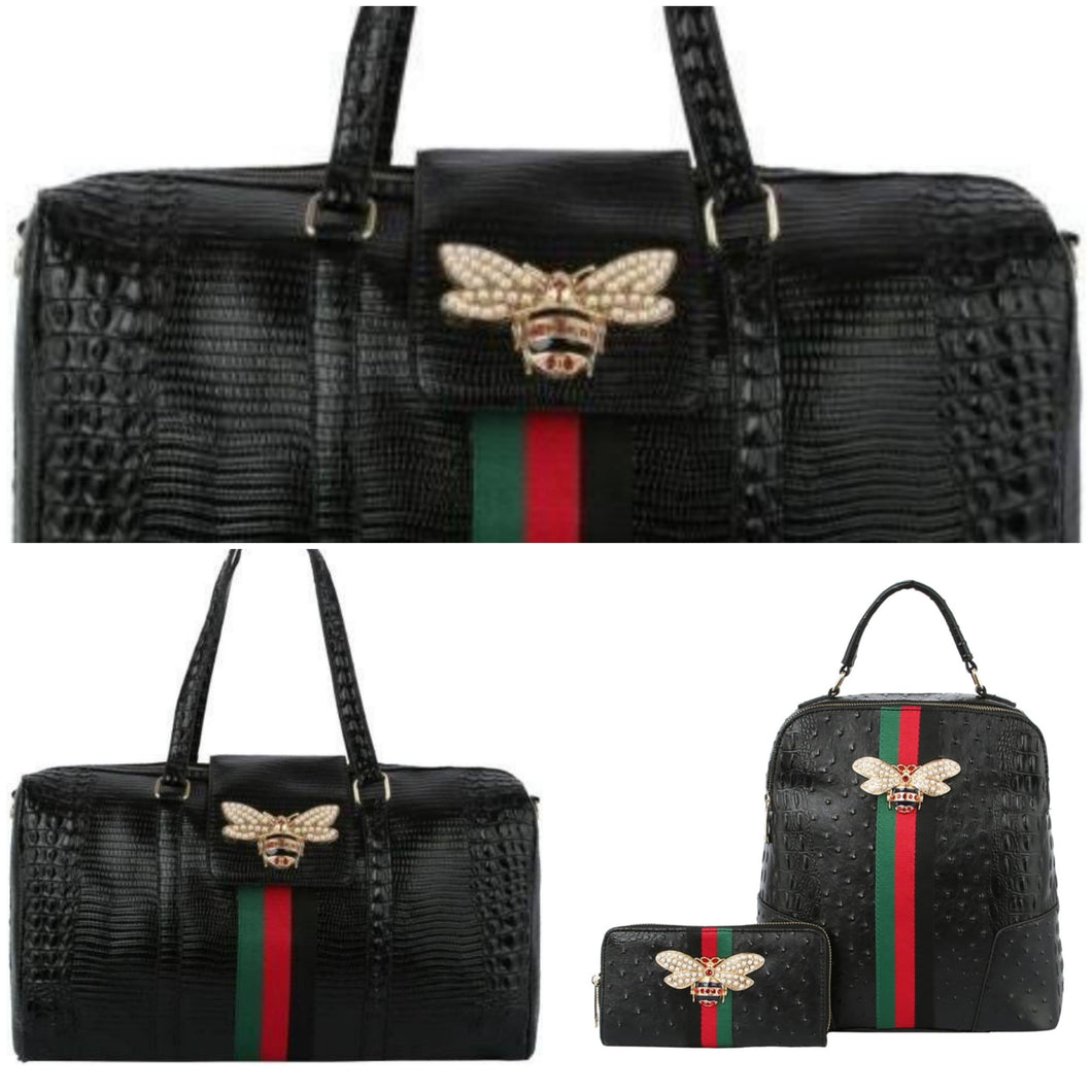 303 Queen Bee Black Backpack, Wallet & Duffle Bundle