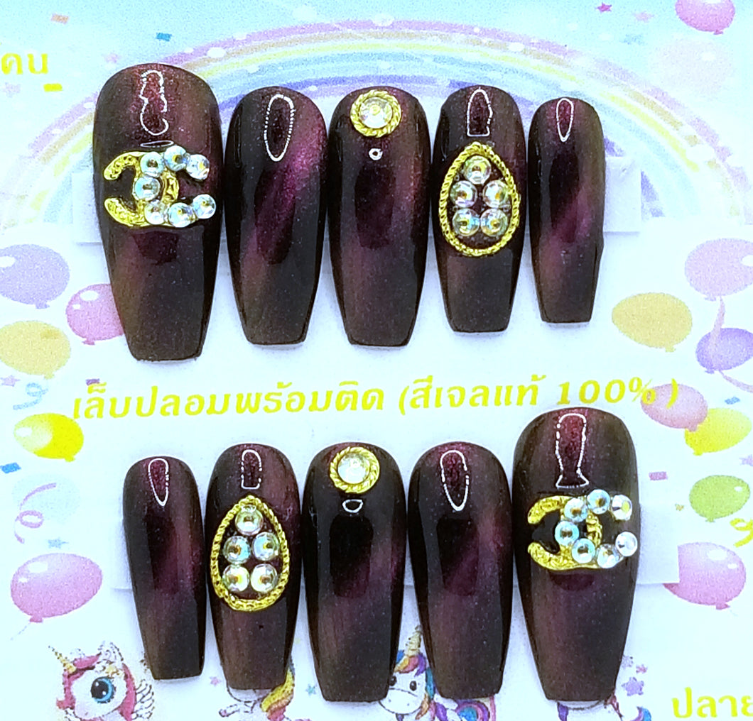 324 Burgundy Inspired Nails, Glue & File included