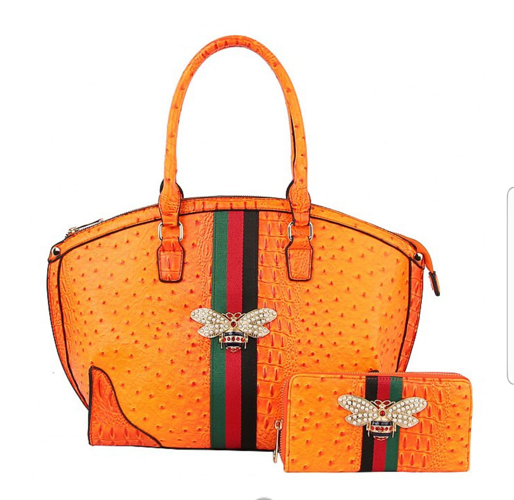 335 Queen Bee 2pc Satchel Handbag