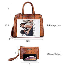 Load image into Gallery viewer, Dasein Women Satchel Handbags Shoulder Purses Totes Top Handle Work Bags with 3 Compartments (4-Ostrich Brown)
