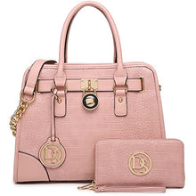 Load image into Gallery viewer, Dasein Women Handbags Top Handle Satchel Purse Shoulder Bag Hobo Bag Work Bag Set 2pcs (Croco Pink)
