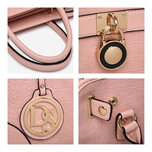 Load image into Gallery viewer, Dasein Women Handbags Top Handle Satchel Purse Shoulder Bag Hobo Bag Work Bag Set 2pcs (Croco Pink)
